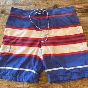 JCREW men’s striped board shorts / swim trunks - size medium / 31 waist - preppy